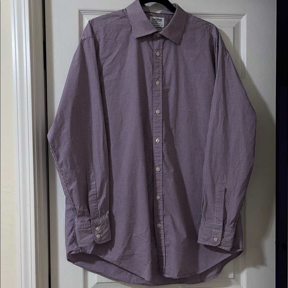 T.M.Lewin Men's Blue and Red Gingham Shirt